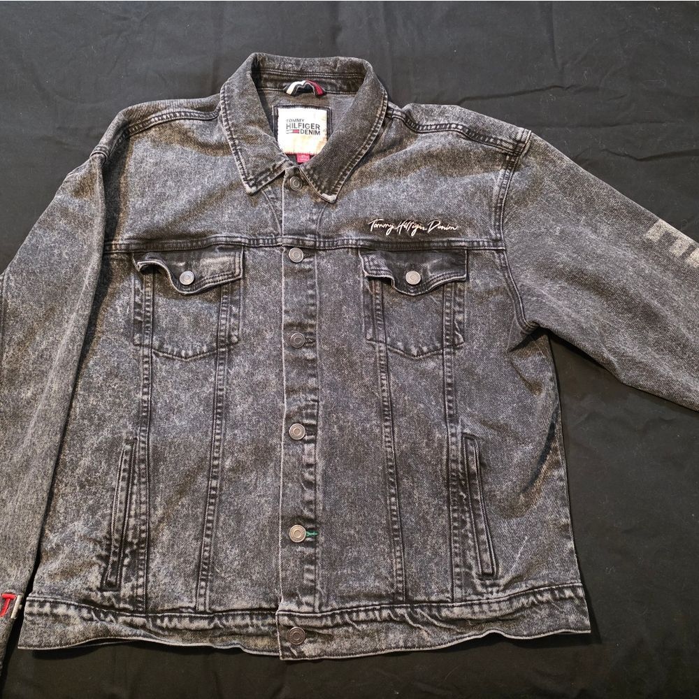 Tommy Hilfiger Black Denim Vintage Jacket Size XXL